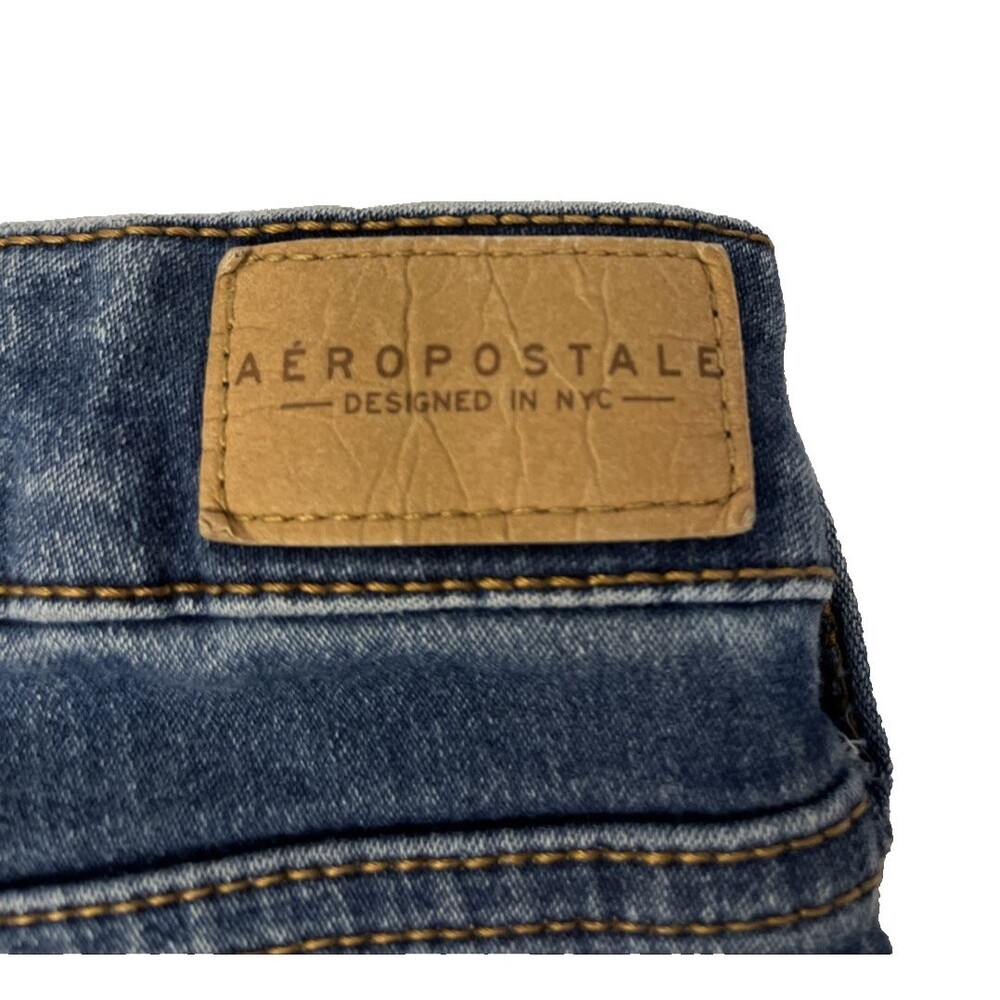 AEROPOSTALE JEANS WOMEN'S HIGH-WAISTED JEGGING SZ 2 LONG BLUE DENIM - Picture 4 of 13